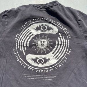 Women's T-Bar T-Shirt Gray Sun Infinity M Psych Hippie Pisces Peace Zen Worship